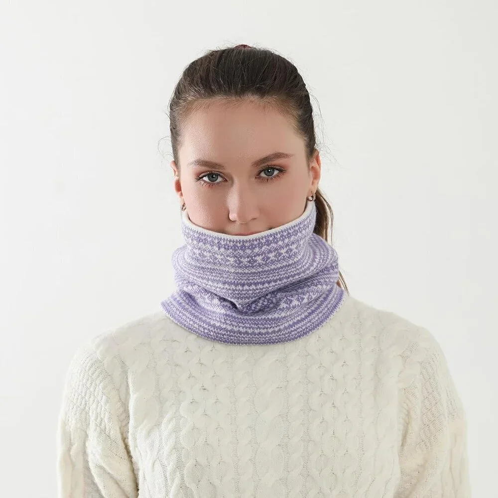 Men's Light Purple Winter Ski Neck Gaiter Face Scarf Fleece Windproof Scarves